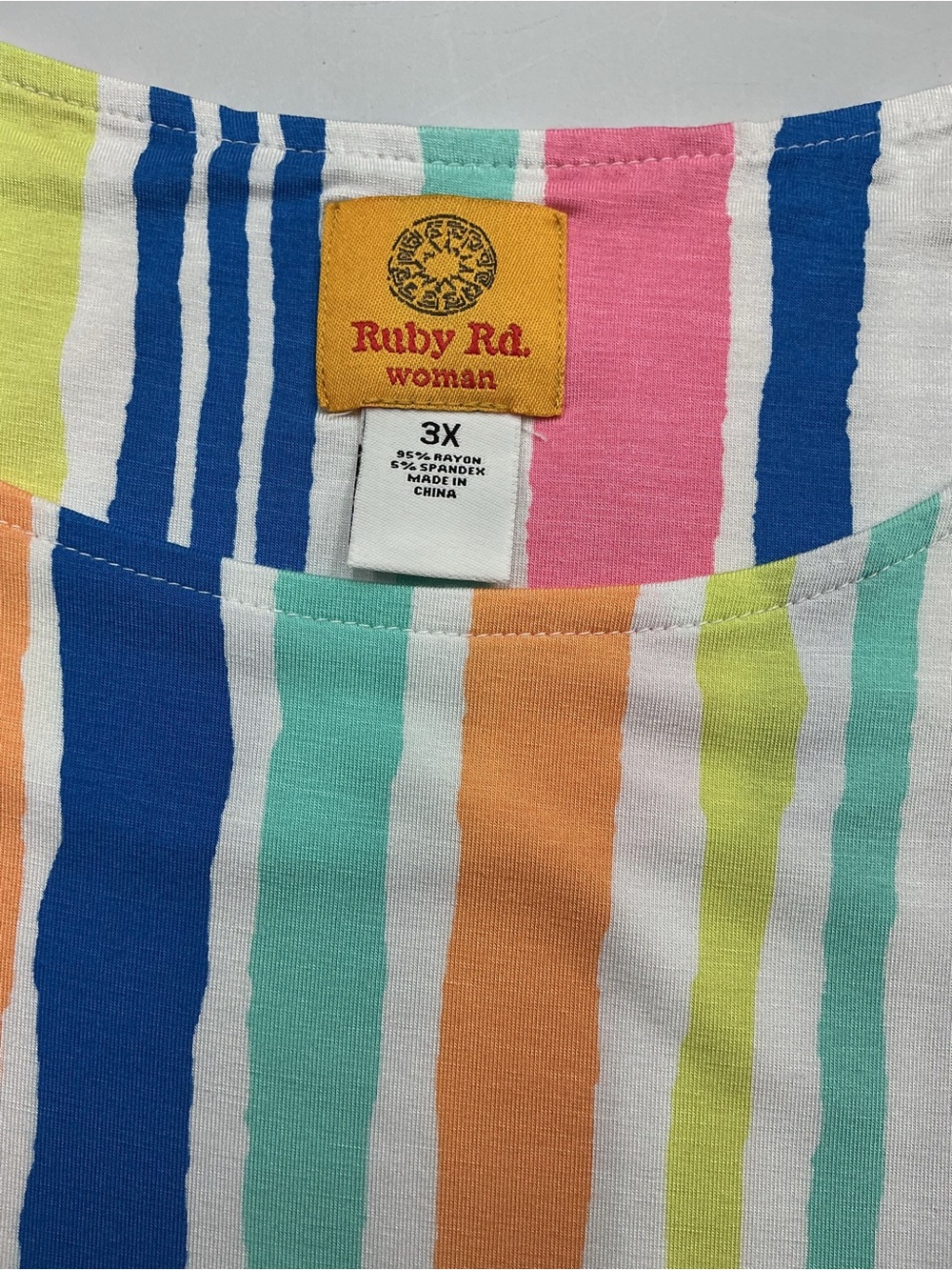 Ruby Rd. Multi-Color Striped Ruffle Sleeve Blouse - Picture 8 of 11